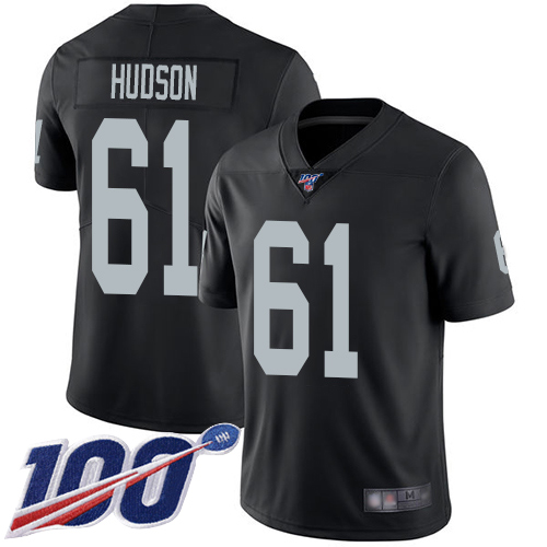 Men Oakland Raiders Limited Black Rodney Hudson Home Jersey NFL Football #61 100th Season Vapor Jersey->nfl t-shirts->Sports Accessory